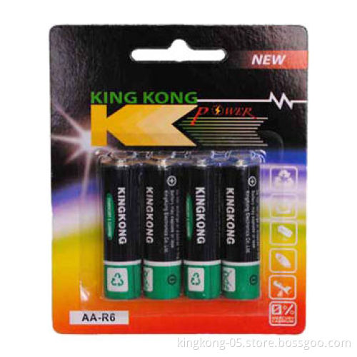 R6 1.5V Voltage Zinc Carbon Batteries, 13.5-14.5mm Diameter